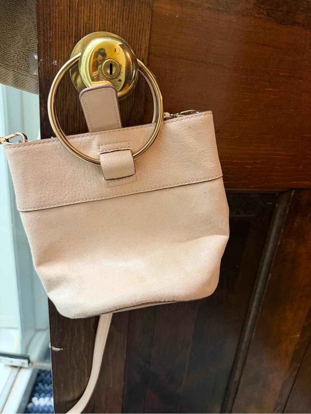 LC Lauren Conrad Blush Mini Crossbody with Gold Ring Handle